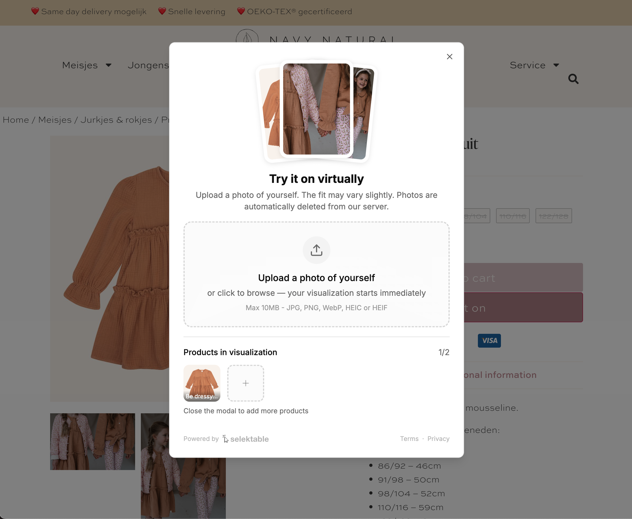 Virtual try-on widget preview